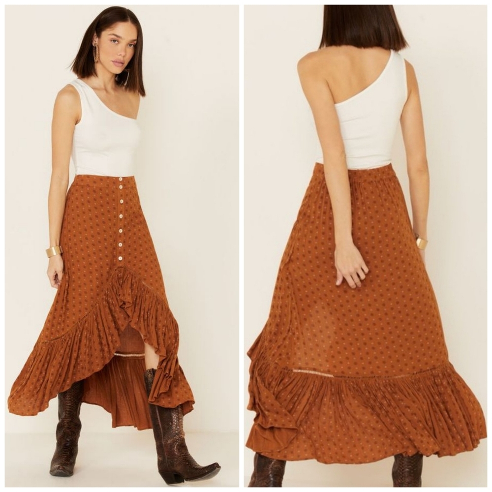 Shyanne Burnt Orange Midi Skirt High Low XXL - Picture 4 of 10